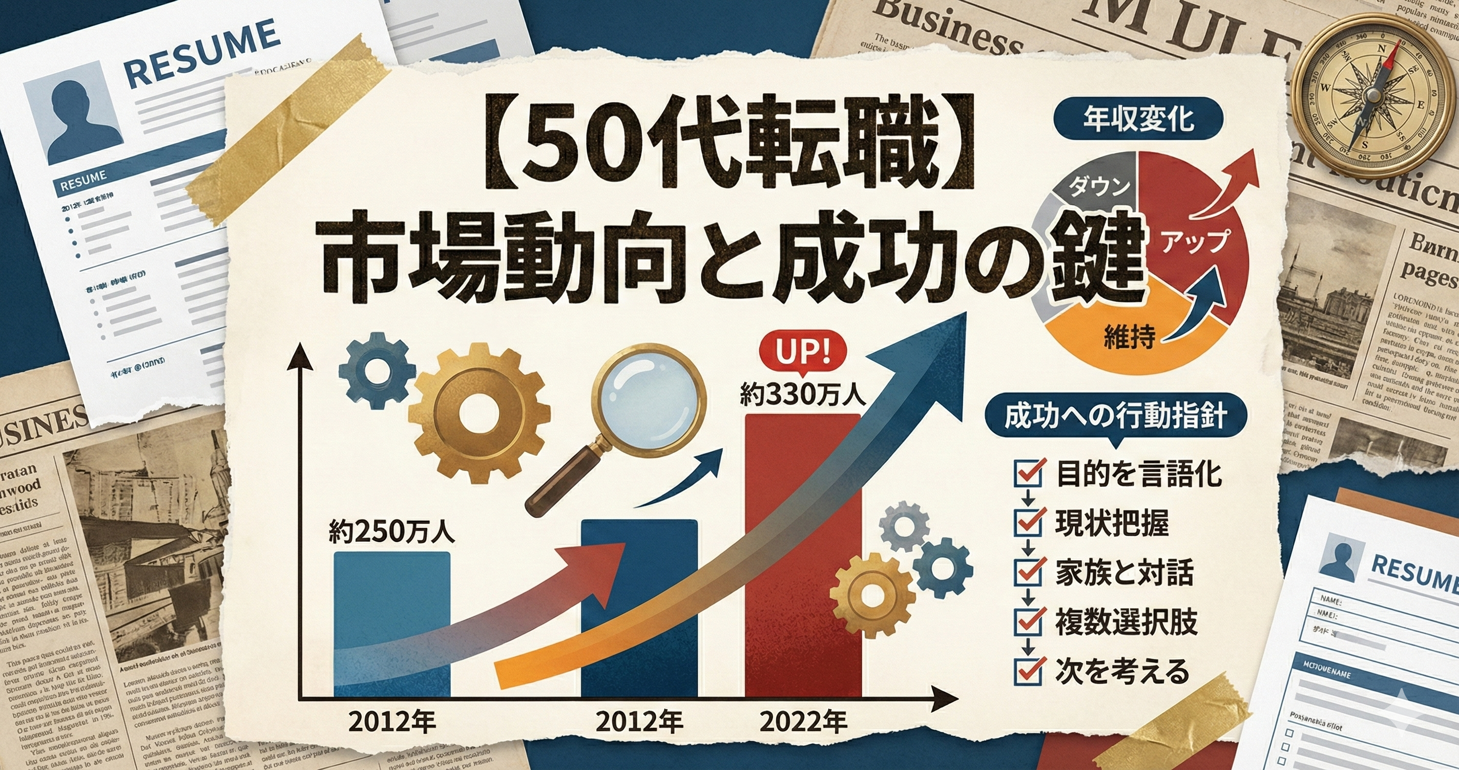 【調査】50代の転職動向を徹底解説｜成功率・年収・求人傾向まとめ